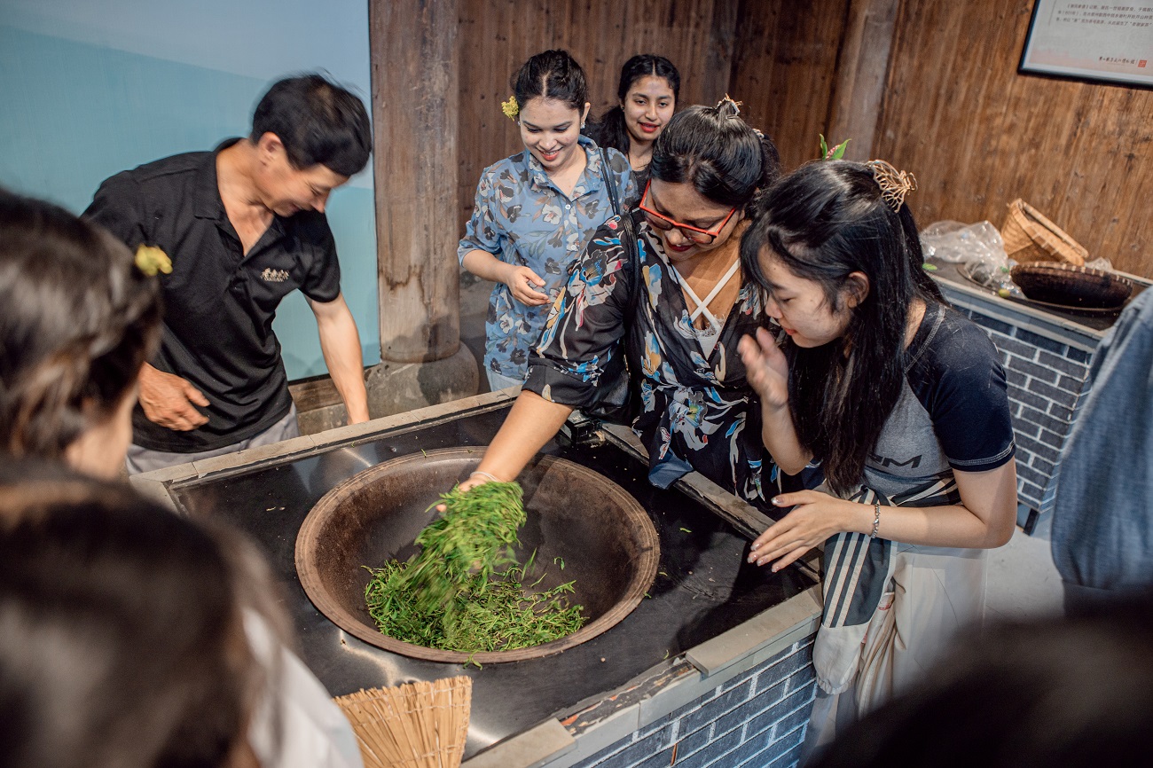 采茶、制茶、品茶——我校留学生体验传统茶文化